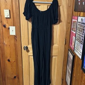 Madewell Black Gathered Jumpsuit- Size Large